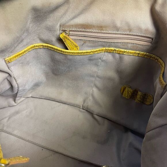 Brahmin Alden Melbourne Leather Tote Yellow shoulder bag gold tone hardwares. - Picture 13 of 15